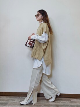 「L.H.P（エルエイチピー）のアイテム（ベスト）」を使った、Miiさん（レディース・159cm）の春コーディネート