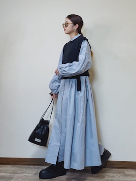 「アイテム（シャツワンピース）」を使った、Miiさん（レディース・159cm）の冬コーディネート