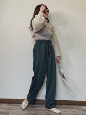 「スウェットギャザーパンツ」｜「アイテム（ワンピース/ドレス）」を使った、Miiさん（レディース・159cm）の秋コーディネート