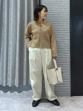 「THE SHOP TK （ザ ショップ ティーケー ）のハーフミラノカーデ（カーディガン/ボレロ、ベージュ系）」を使った、caoriさん（レディース）の春コーディネート