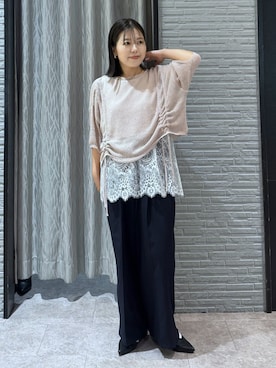 「THE SHOP TK （ザ ショップ ティーケー ）の【通勤にもデイリーにも】CAVIAN 2タックワイドパンツ/セットアップ可（その他パンツ、ブルー系）」を使った、caoriさん（レディース）の春コーディネート