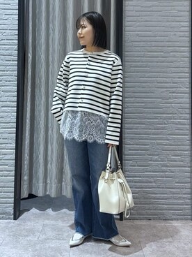「THE SHOP TK （ザ ショップ ティーケー ）の巾着ショルダーバッグ（ショルダーバッグ）」を使った、caoriさん（レディース・154cm）の冬コーディネート