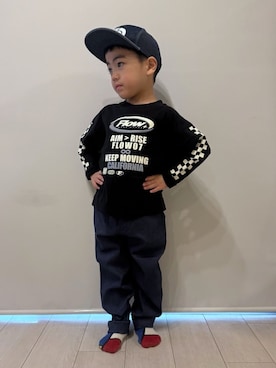 「THE SHOP TK （ザ ショップ ティーケー ）の【110-160】長袖プリントアソートT（Tシャツ/カットソー、ブラック系）」を使った、caoriさん（レディース）の春コーディネート