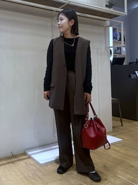 「THE SHOP TK （ザ ショップ ティーケー ）のアイテム（ベスト）」を使った、caoriさん（レディース・154cm）の秋コーディネート