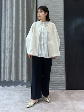 「THE SHOP TK （ザ ショップ ティーケー ）の【通勤スタイルに】ダブルクロスワイドパンツ/セットアップ可（その他パンツ、ブルー系）」を使った、caoriさん（レディース）の冬コーディネート