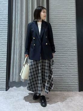 「THE SHOP TK （ザ ショップ ティーケー ）のワンハンドルバッグ（ショルダーバッグ、ホワイト系）」を使った、caoriさん（レディース）の春コーディネート