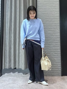 「THE SHOP TK （ザ ショップ ティーケー ）の【S-XLサイズ/選べる6色】どこから見ても美しい ガーターニット/洗濯機OK（ニット/セーター、ブルー系）」を使った、caoriさん（レディース）の春コーディネート