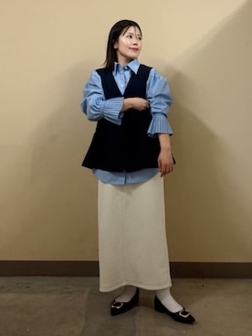 「THE SHOP TK （ザ ショップ ティーケー ）のアイテム（ベスト）」を使った、caoriさん（レディース・154cm）の冬コーディネート
