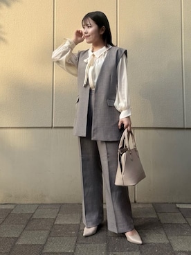 「THE SHOP TK （ザ ショップ ティーケー ）のアイテム（ベスト）」を使った、caoriさん（レディース・154cm）の春コーディネート