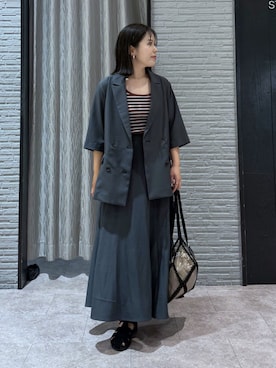 「GRASS WATER（グラスウォーター）の◆ポンチョ風ジップパーカ（パーカー、グレー系）」を使った、caoriさん（レディース）の春コーディネート