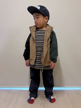 「THE SHOP TK （ザ ショップ ティーケー ）の【110－160】配色ナイロンブルゾン（ブルゾン、ベージュ系）」を使った、caoriさん（レディース）の春コーディネート
