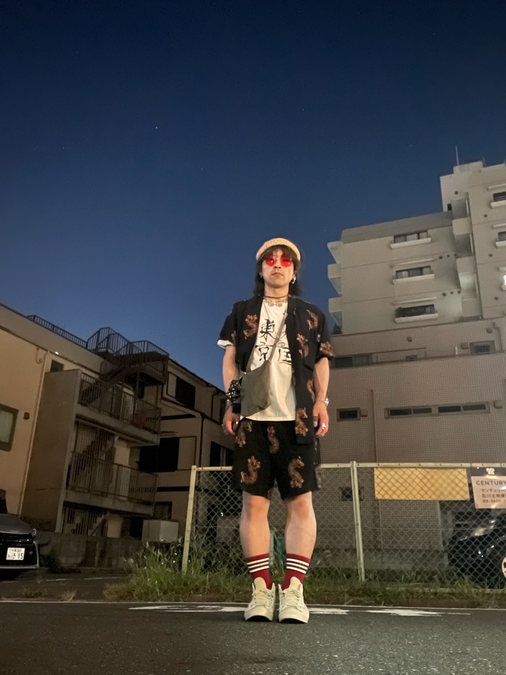 「レイヤードスタイル、お出かけコーデ、アツいコーデ全部見せ、おしゃれさんと繋がりたい、いいね、save、フォローお願いします🤑、モード、WACKO MARIA、converse、ファミマ靴下、CA4LA、Vivienne Westwood、KENZO、MM6 Maison Martin Margiela、AcneStudios、Hender Scheme」｜「WACKO MARIAのWACKO MARIA × NECK FACE / CREW NECK T-SHIRT（TYPE-4）（Tシャツ/カットソー、ホワイト系）」を使った、mottsuさん（メンズ・169cm）の夏コーディネートの1枚目の写真