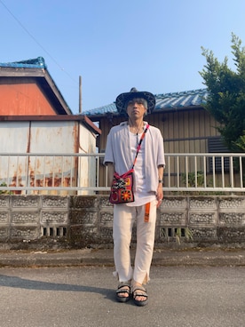 「いいね、save、フォローお願いします🤑」｜「アイテム（ハット）」を使った、mottsuさん（メンズ・169cm）の夏コーディネート