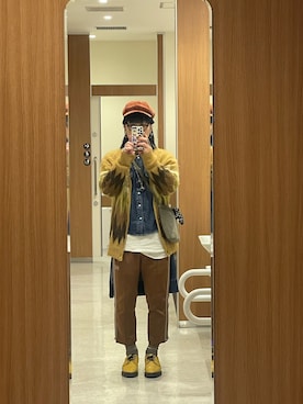 「アイテム（キャスケット）」を使った、mottsuさん（メンズ・169cm）の秋コーディネート