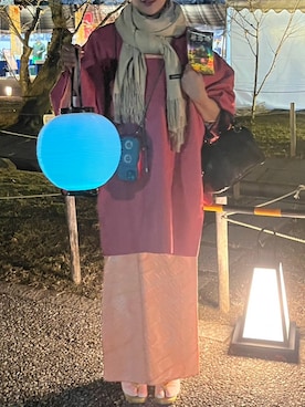 「アイテム（ストール/ショール）」を使った、夏希さん（レディース・153cm・30代）の冬コーディネート