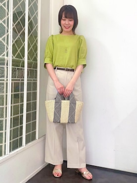 「袖ボリューム」｜「アイテム（アクセサリー）」を使った、groveさん（レディース・159cm）の夏コーディネート