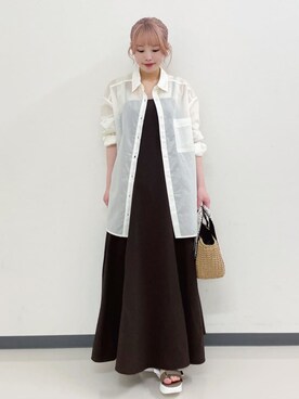 「grove（グローブ）の◆スクエアテープペーパー巾着2WAYトート（トートバッグ）」を使った、groveさん（レディース・149cm）の春コーディネート