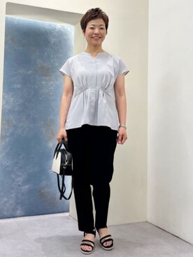 「grove（グローブ）の◆【人間工学】メタルラインワンタッチサンダル（サンダル）」を使った、groveさん（レディース・161cm）の夏コーディネート