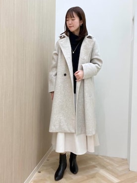 「女子会」｜「アイテム（ステンカラーコート）」を使った、groveさん（レディース・162cm）の冬コーディネート