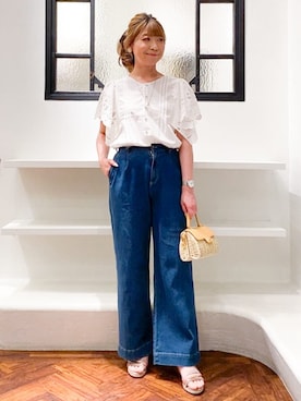 「grove（グローブ）のアイテム（デニムパンツ）」を使った、groveさん（レディース・164cm）の夏コーディネート