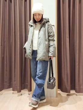 「grove（グローブ）のアイテム（デニムパンツ）」を使った、groveさん（レディース・152cm）の冬コーディネート