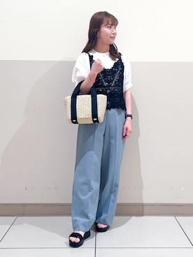 「grove（グローブ）の◆スクエアテープペーパー巾着2WAYトート（トートバッグ）」を使った、groveさん（レディース・148cm）の夏コーディネート