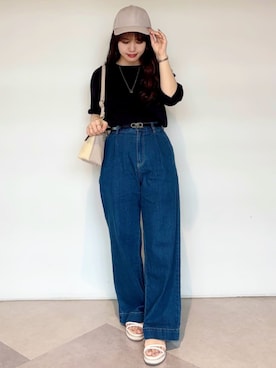 「grove（グローブ）のアイテム（デニムパンツ）」を使った、groveさん（レディース・154cm）の夏コーディネート
