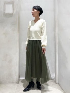 「ドッキングワンピ」｜「アイテム（アクセサリー）」を使った、groveさん（レディース・154cm）の秋コーディネート