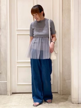 「grove（グローブ）のアイテム（デニムパンツ）」を使った、groveさん（レディース・153cm）の夏コーディネート