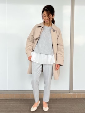 「グレーコーデ」｜「アイテム（トレンチコート）」を使った、groveさん（レディース・158cm）の冬コーディネート