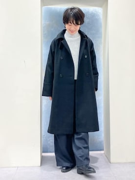 「骨格ナチュラル」｜「アイテム（ステンカラーコート）」を使った、groveさん（レディース・158cm）の冬コーディネート