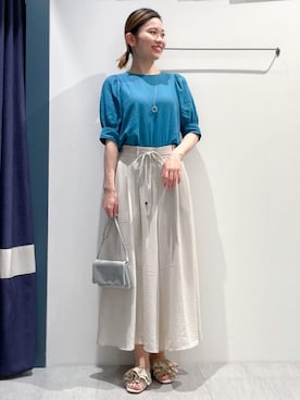 「袖ボリューム」｜「アイテム（アクセサリー）」を使った、groveさん（レディース・160cm）の夏コーディネート