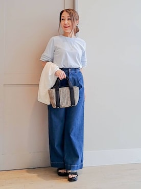 「grove（グローブ）のアイテム（デニムパンツ）」を使った、groveさん（レディース・156cm）の夏コーディネート