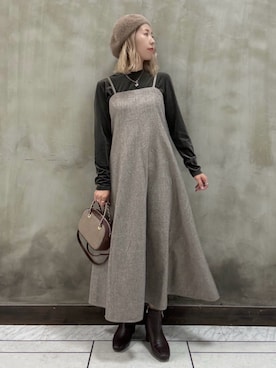 「30代コーデ」｜「アイテム（ハンチング/ベレー帽）」を使った、groveさん（レディース・154cm）の秋コーディネート