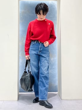 「grove（グローブ）のアイテム（デニムパンツ）」を使った、groveさん（レディース・158cm）の冬コーディネート