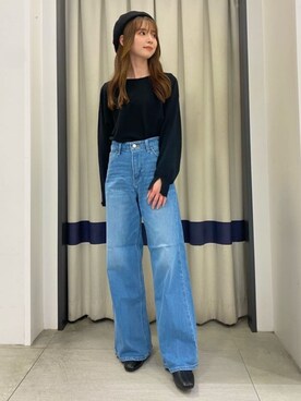 「grove（グローブ）のアイテム（デニムパンツ）」を使った、groveさん（レディース・152cm）の秋コーディネート
