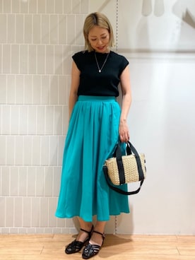 「grove（グローブ）の◆スクエアテープペーパー巾着2WAYトート（トートバッグ）」を使った、groveさん（レディース・163cm）の夏コーディネート
