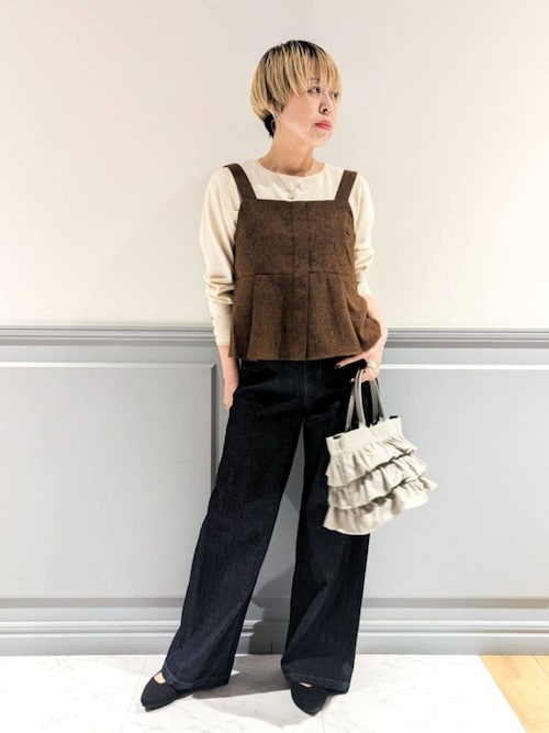 セール】ツィードビスチェ＆ワイドパンツSET UP（セットアップ