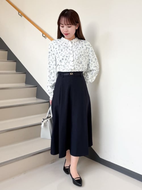 トゥモローランドコレクション◇ベルト付きフレアスカート きれいめ ウール混 36 grove スカート ベルト付きラメツイルフレアスカート : ZOZOTOWN