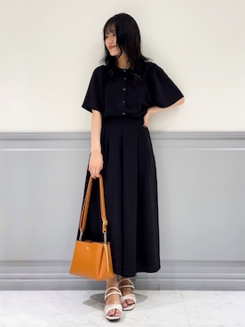 「初秋コーデ」｜「アイテム（セットアップ）」を使った、groveさん（レディース・153cm）の夏コーディネート