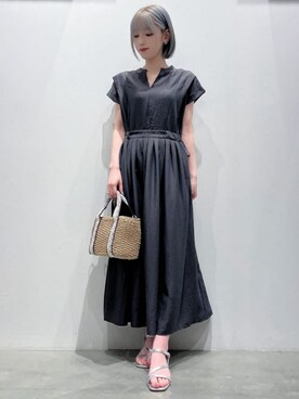 「grove（グローブ）の◆スクエアテープペーパー巾着2WAYトート（トートバッグ）」を使った、groveさん（レディース・160cm）の夏コーディネート