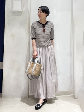 「grove（グローブ）の◆スクエアテープペーパー巾着2WAYトート（トートバッグ）」を使った、groveさん（レディース・154cm）の春コーディネート