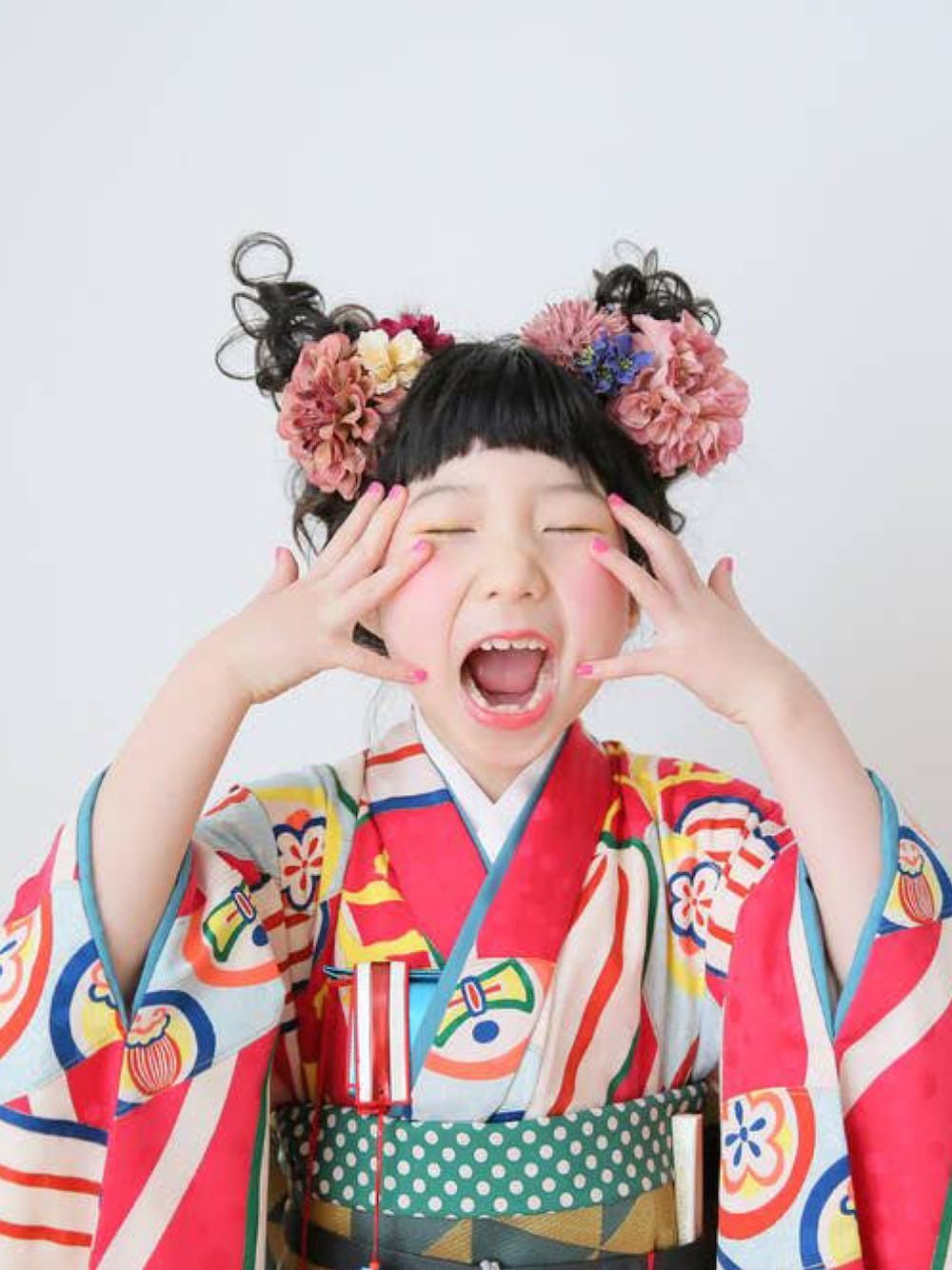 506ag79□七五三 付き添いコーデ 七歳 女児 着物&小袋帯 蝶々□良好