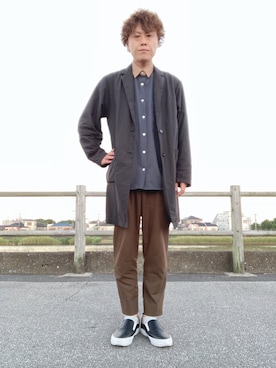 「RAGEBLUE（レイジブルー）のアイテム（チェスターコート）」を使った、jununoさん（メンズ・173cm）の秋コーディネート