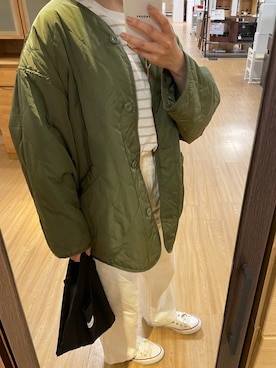 「GLOBAL WORK（グローバルワーク）のコクーンワイドデニム/819864（デニムパンツ）」を使った、み。さん（レディース・161cm）の春コーディネート