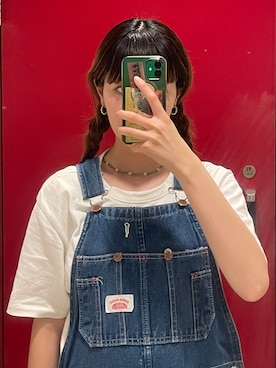 「古着のアイテム（Salopette、ブルー系）」を使った、minineさん（レディース・159cm）の夏コーディネート