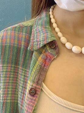 「SHEINのアイテム（Other tops、ホワイト系）」を使った、minineさん（レディース・159cm）の夏コーディネート