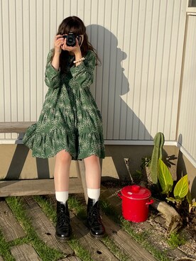 「ZARA（ザラ）のアイテム（Dresses、グリーン系）」を使った、minineさん（レディース・159cm）の夏コーディネート