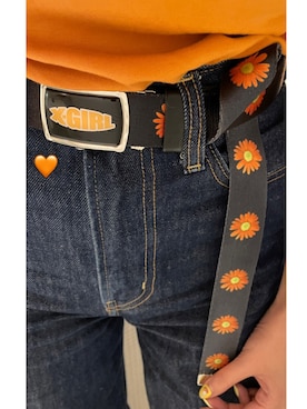 「X-girl（エックスガール）のアイテム（Belt、オレンジ系）」を使った、minineさん（レディース・159cm）の夏コーディネート