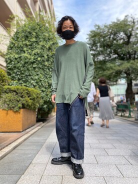 「ISAMU KATAYAMA BACKLASH（イサムカタヤマバックラッシュ）のアイテム（ニット/セーター）」を使った、takaya  ogawaさん（メンズ・172cm）の夏コーディネート
